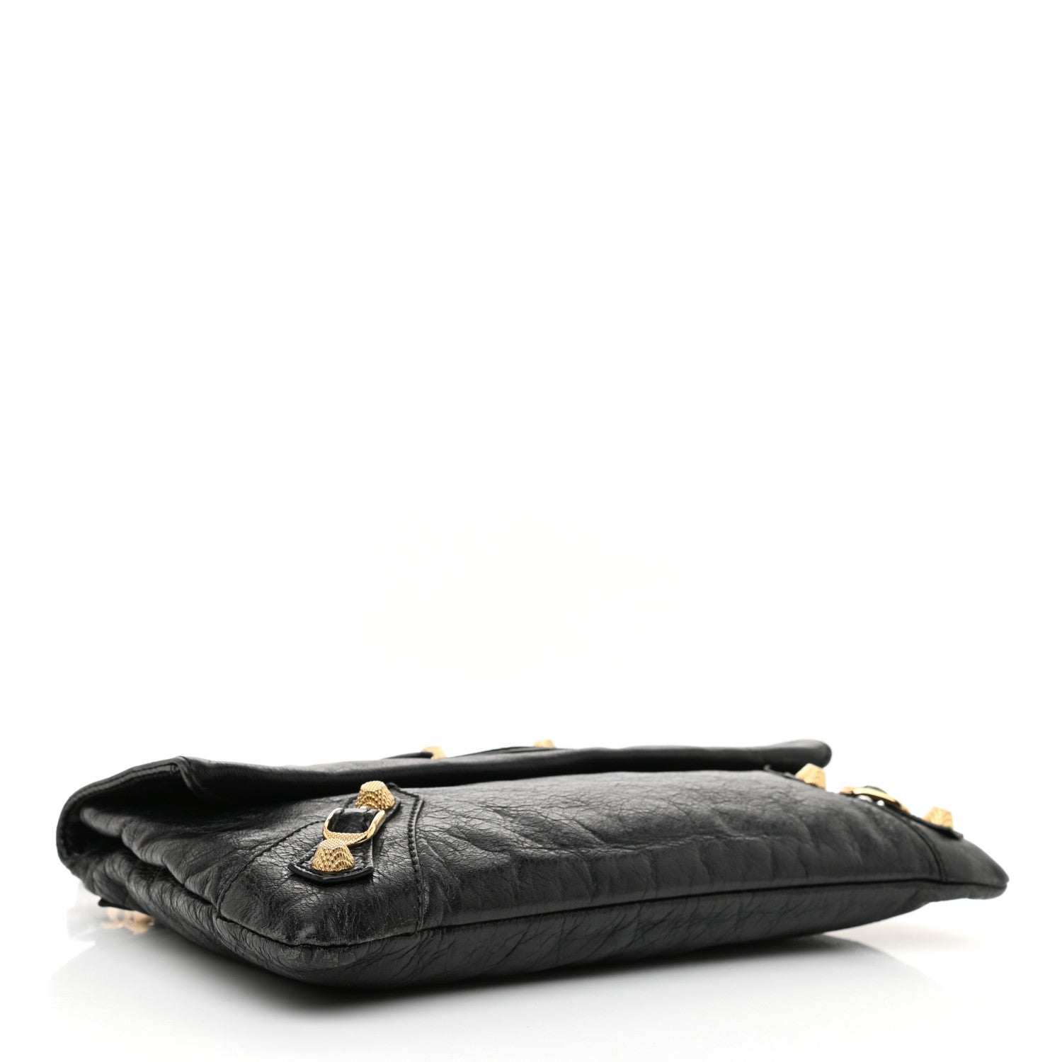 Balenciaga Agneau Giant 12 Gold Hardware Envelope Strap Clutch Black 5 of 10