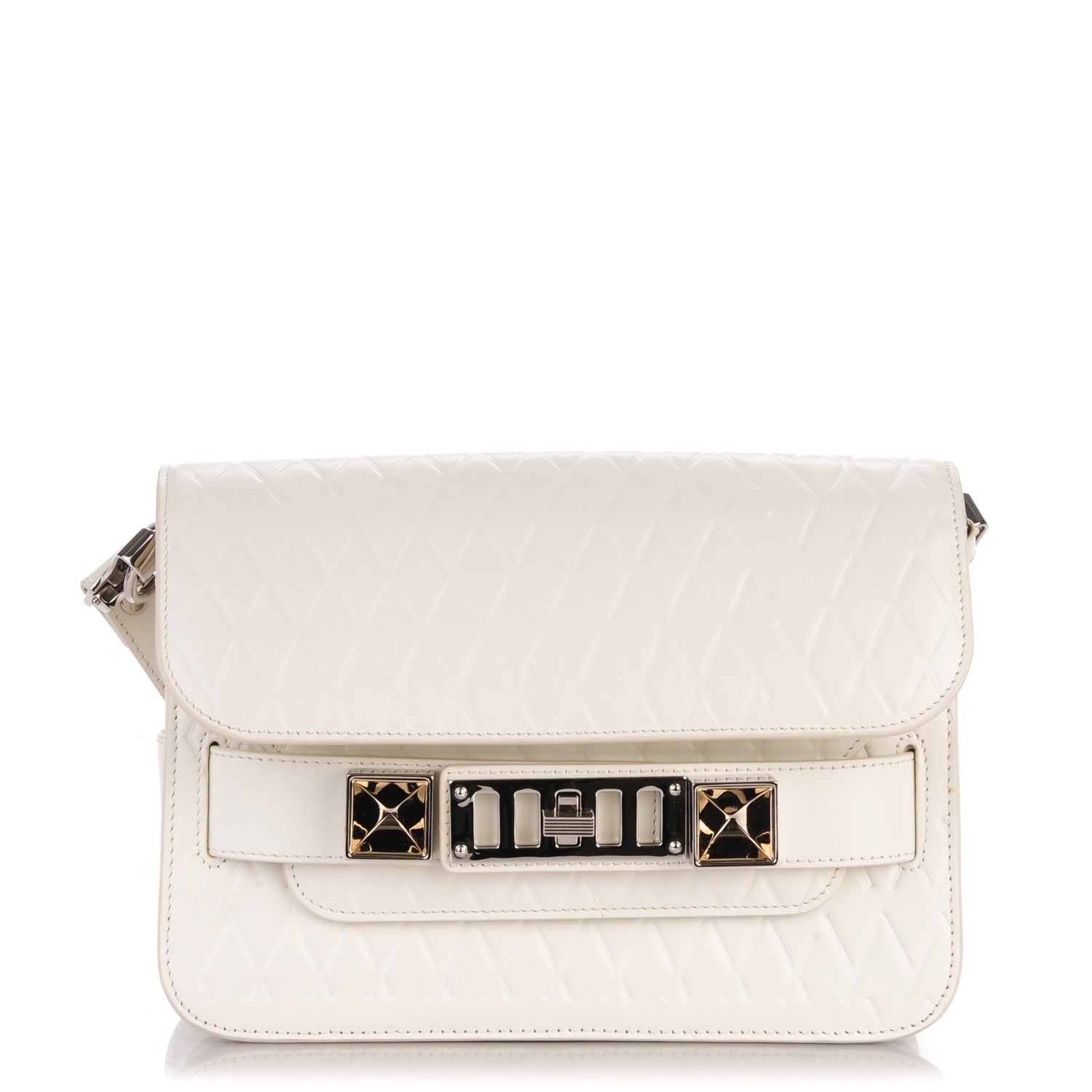 Proenza Schouler Calfskin Embossed Mini PS11 Classic Shoulder Bag Off White 1 of 9