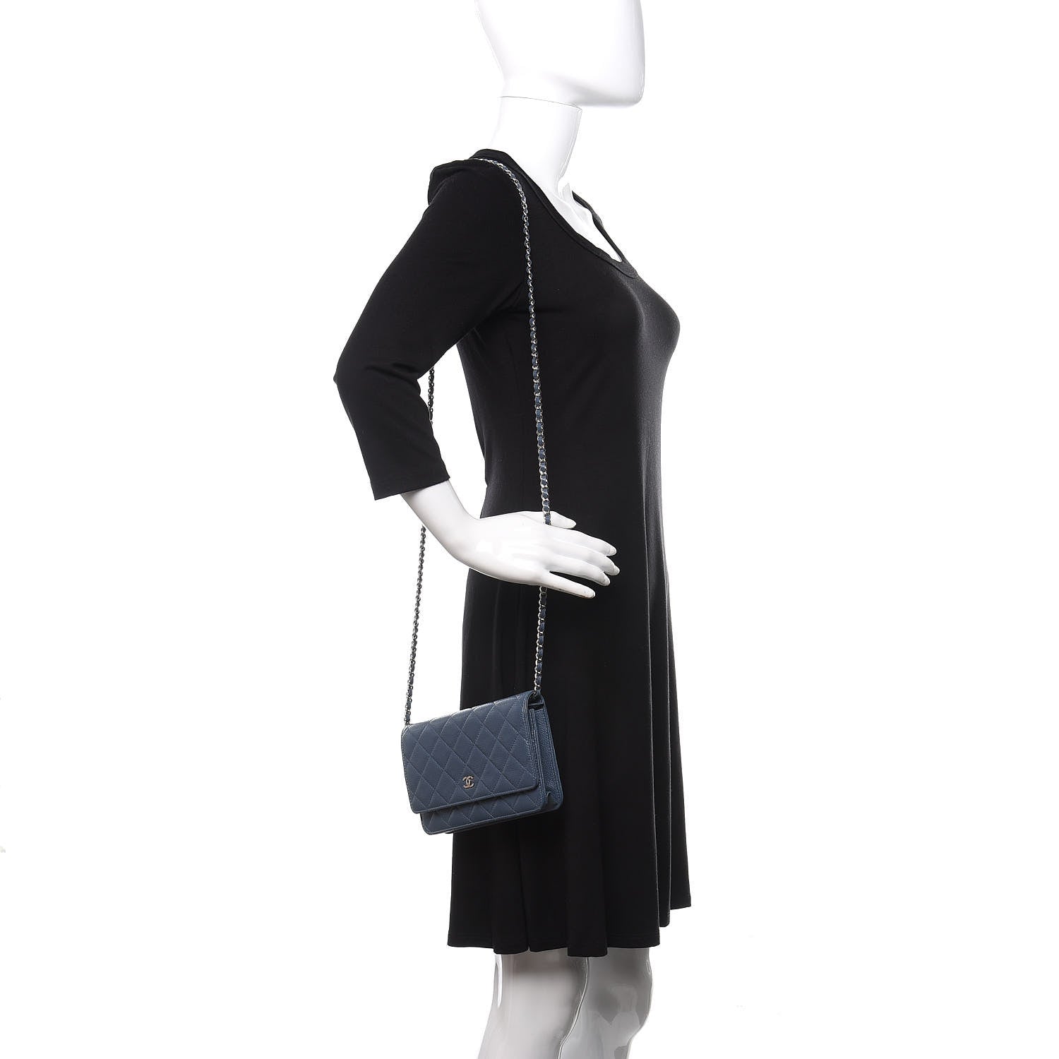 Chanel Caviar Quilted Wallet On Chain WOC Blue 2 of 11