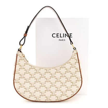 Celine Canvas Calfskin Ava Triomphe Shoulder Bag White 12 of 12