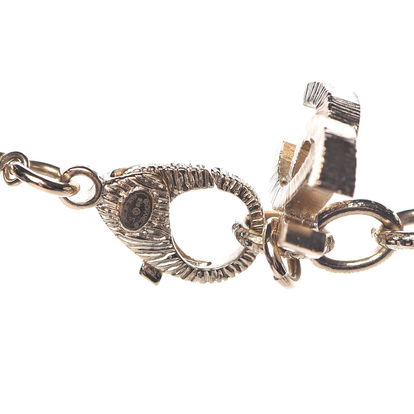 Pearl Crystal CC Long Necklace Gold
