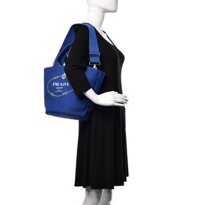 Prada Canapa Small Shopping Tote Cobalto 2 of 12
