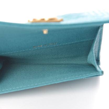 Chanel Caviar Quilted Boy Card Holder Wallet Turquoise 5 of 9