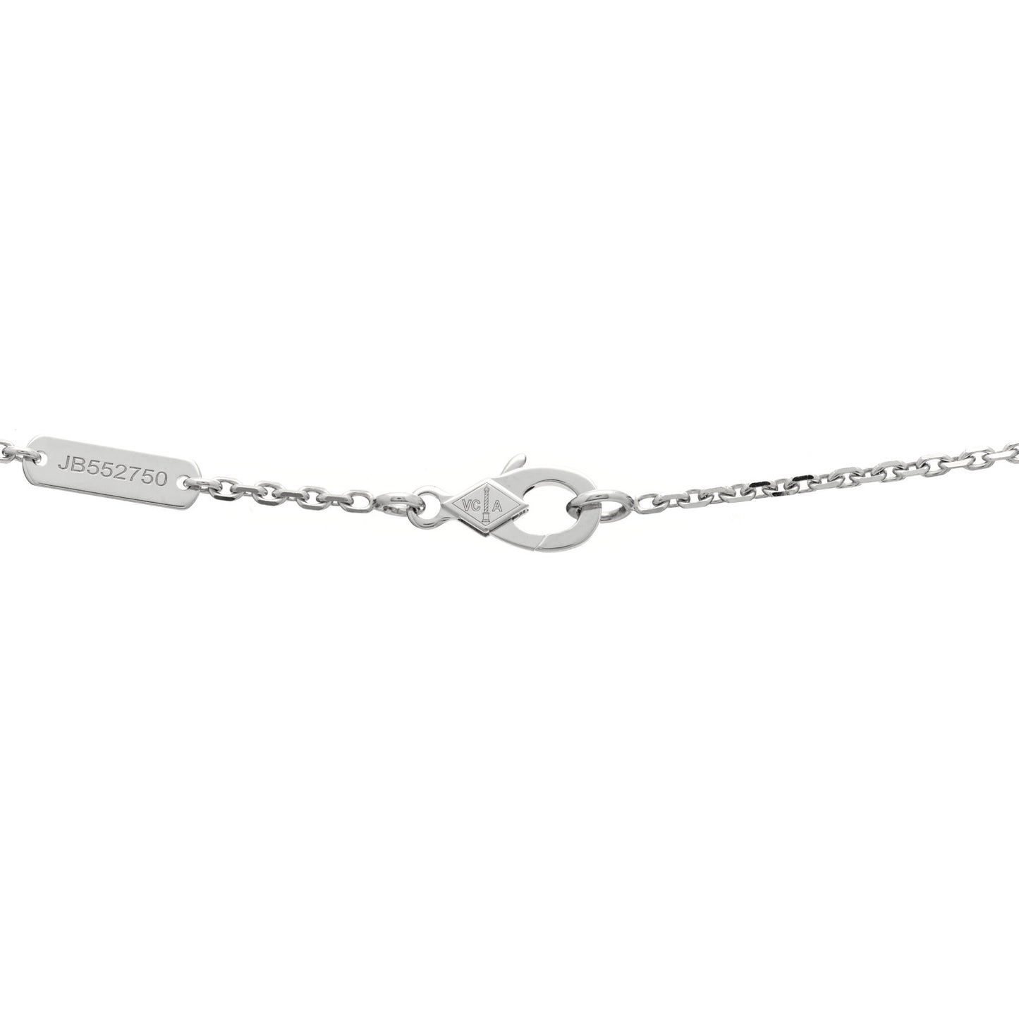 18K White Gold Chalcedony Vintage Alhambra Pendant Necklace