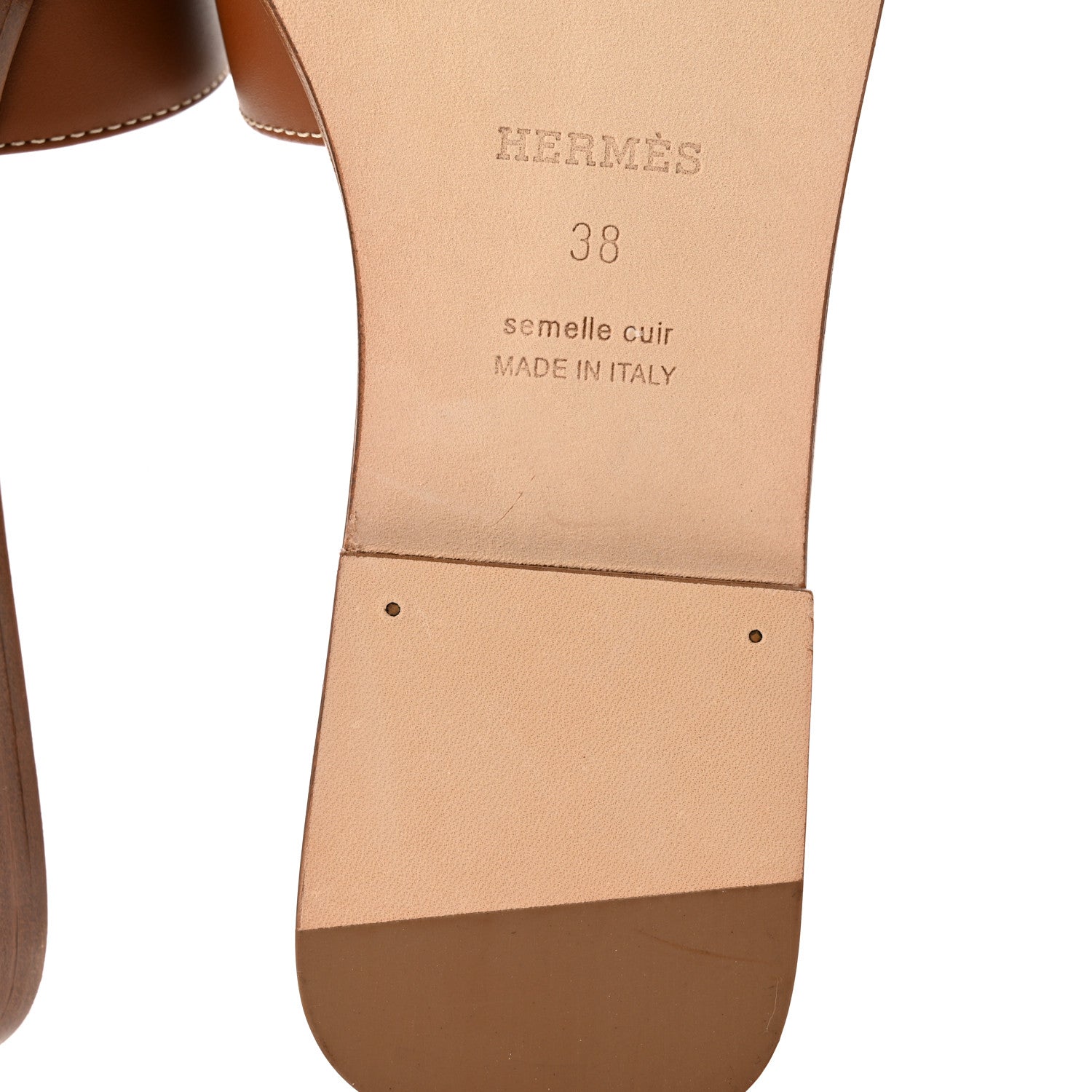 Hermes Box Calfskin Oran Sandals 38 Gold 9 of 11