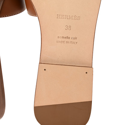 Hermes Box Calfskin Oran Sandals 38 Gold 9 of 11