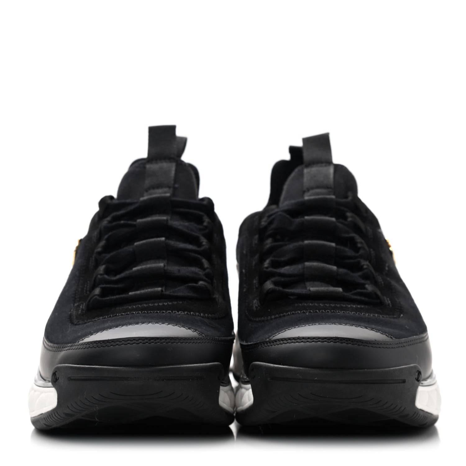 Chanel Velvet Calfskin Mixed Fibers CC Sneakers 40 Black 2 of 10