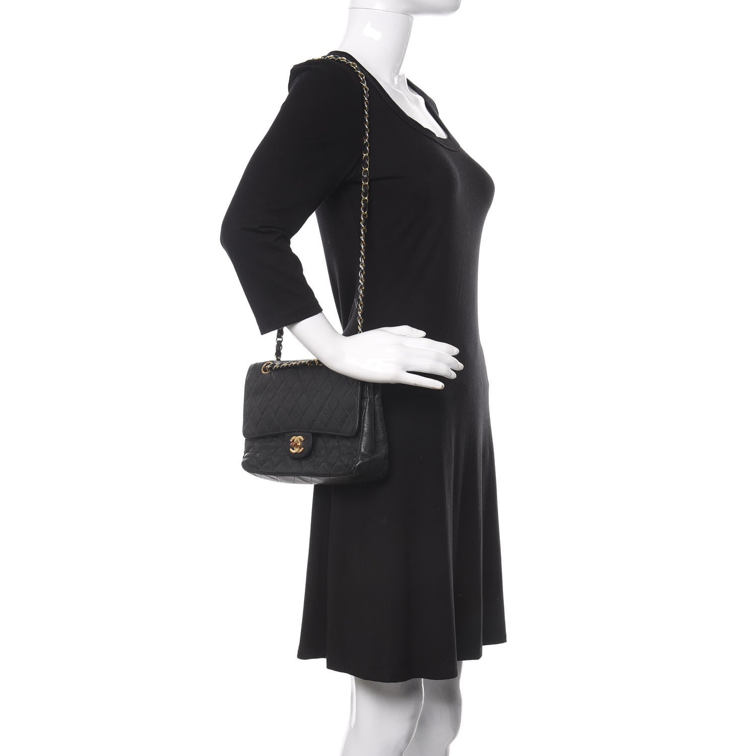 Chanel Caviar Quilted Medium Double Flap Black 2 of 13