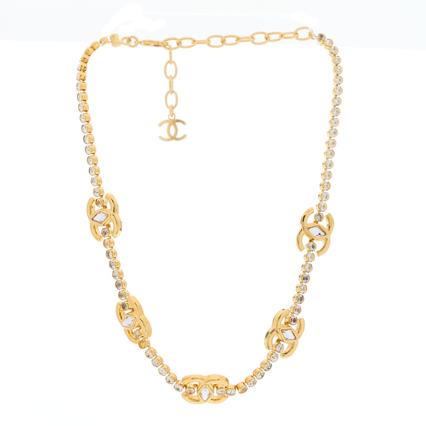 Metal Crystal CC Marquise Choker Gold