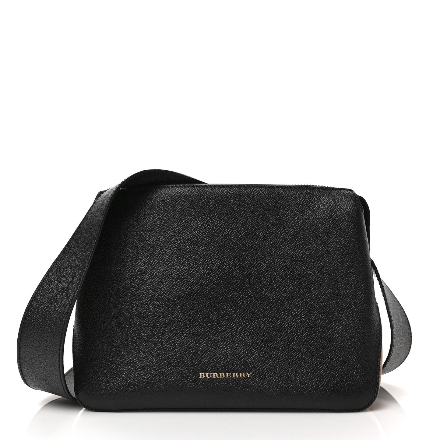 Soft Grain Calfskin House Check Small Helmsley Crossbody Black