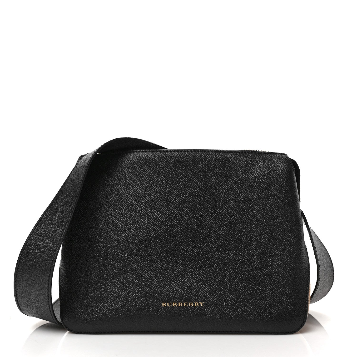 Burberry Soft Grain Calfskin House Check Small Helmsley Crossbody Black 1 of 9