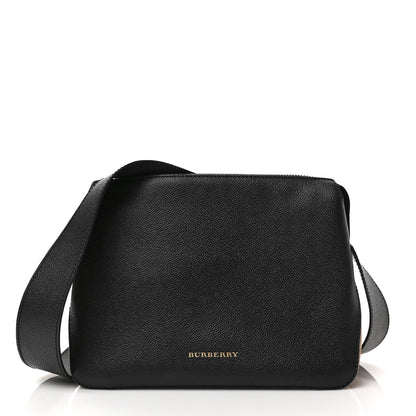 Burberry Soft Grain Calfskin House Check Small Helmsley Crossbody Black 1 of 9