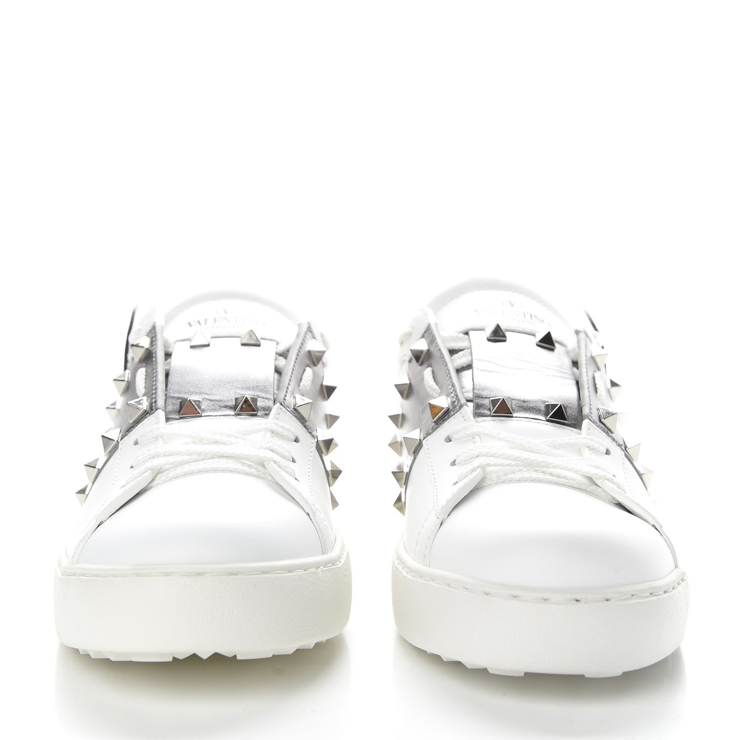 Valentino Garavani X UNDERCOVER Calfskin Butterfly Womens Rockstud Untitled Open Sneakers 39 White Silver 2 of 11