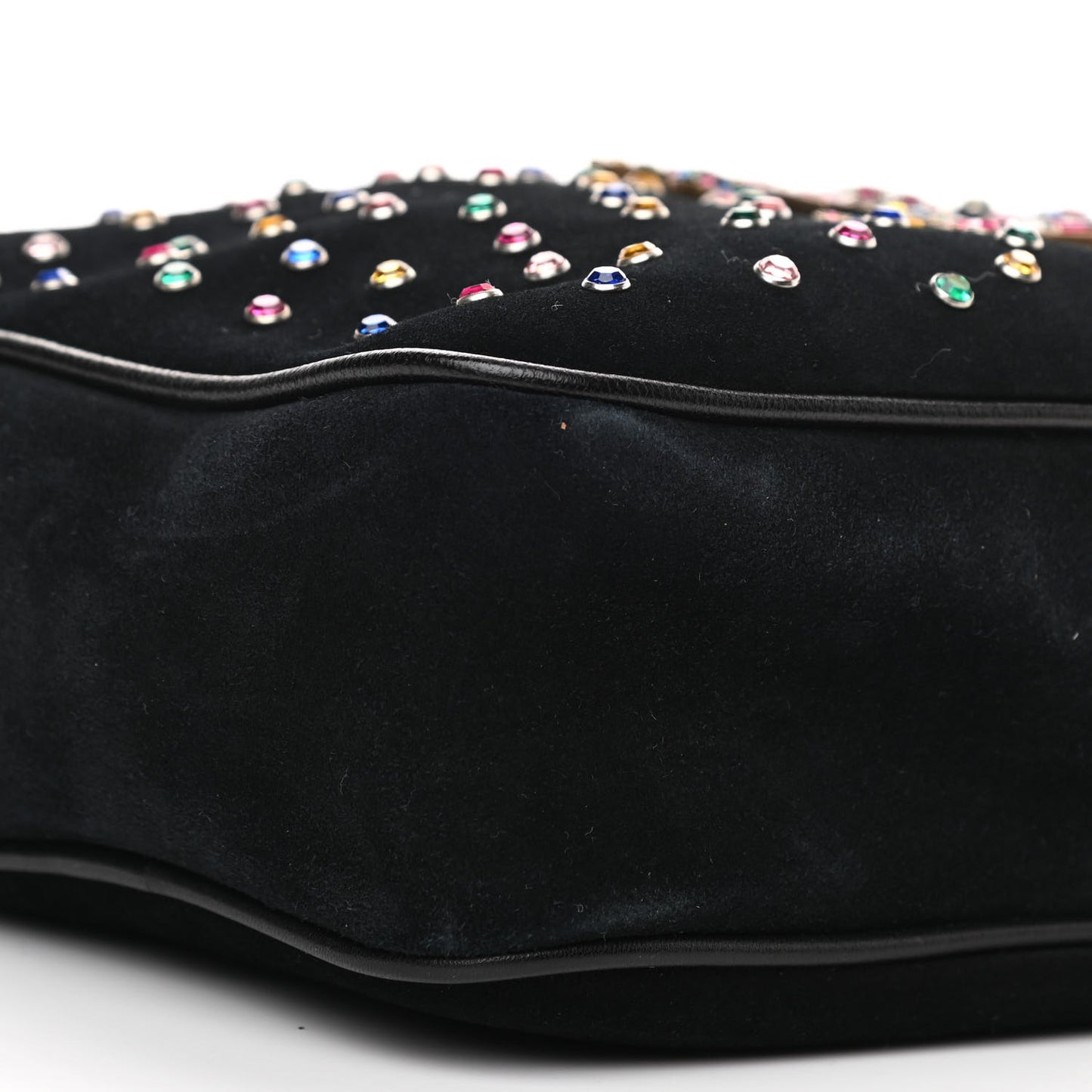 Suede Crystal Camera Bag Black