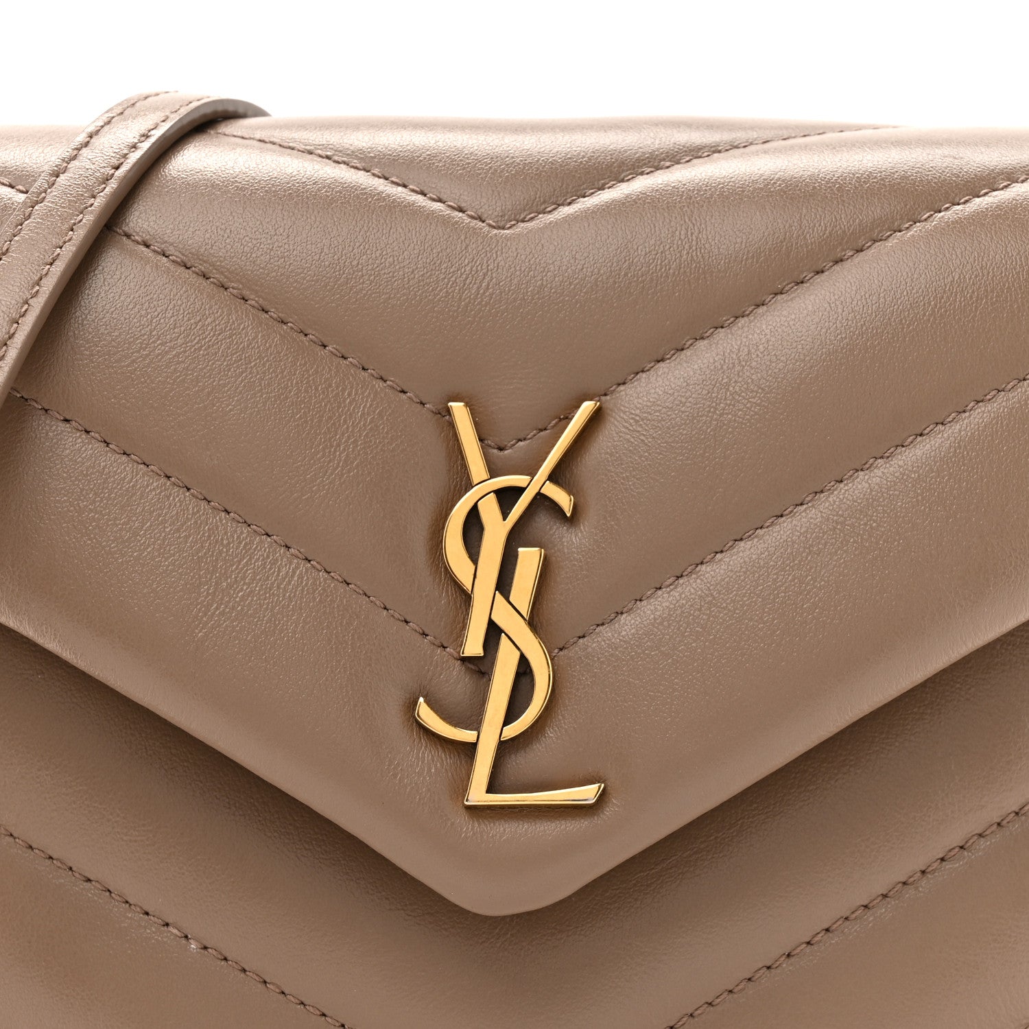Saint Laurent Calfskin Y Quilted Monogram Toy Loulou Crossbody Bag Taupe 10 of 12