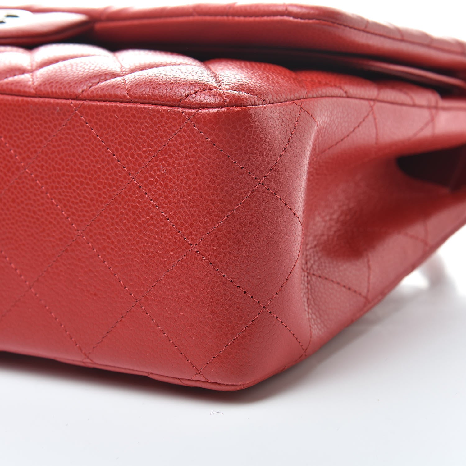 Chanel Caviar Quilted Jumbo Double Flap Red 10 of 11