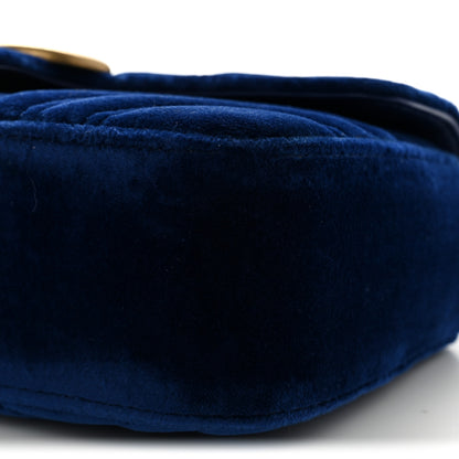 Gucci Velvet Matelasse Mini GG Marmont Shoulder Bag Cobalt Blue 10 of 10