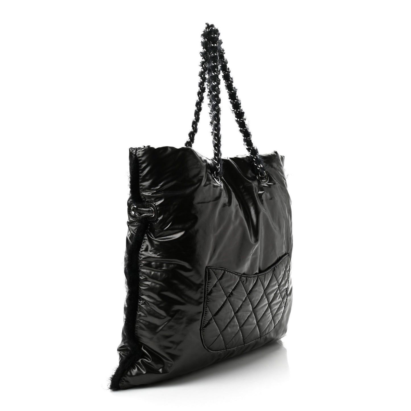 Vinyl Mohair Trimmed CC Bonbons Tote Black