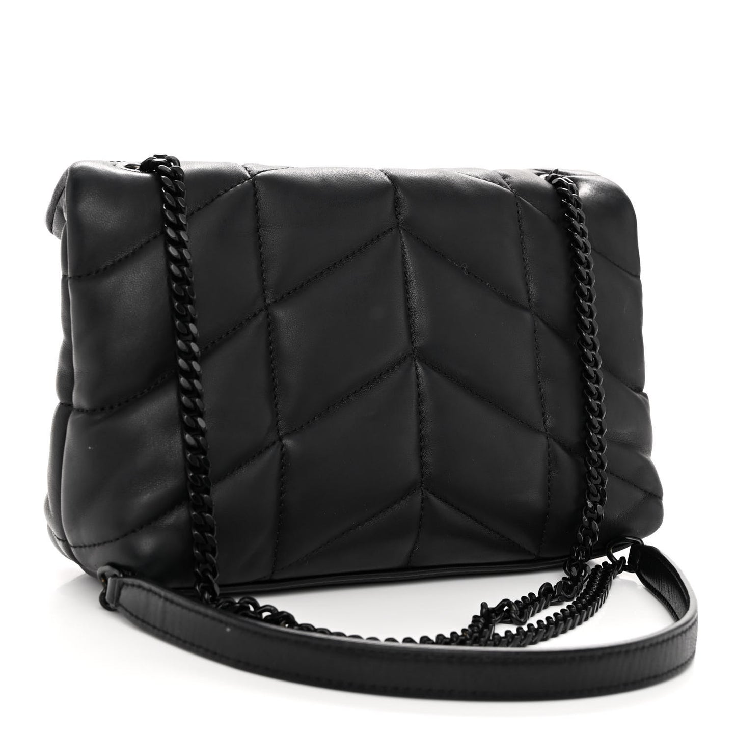 Lambskin Quilted Toy Loulou Puffer Monogram Chain Satchel Black