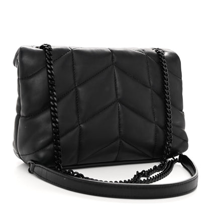 Saint Laurent Lambskin Quilted Toy Loulou Puffer Monogram Chain Satchel Black 3 of 10