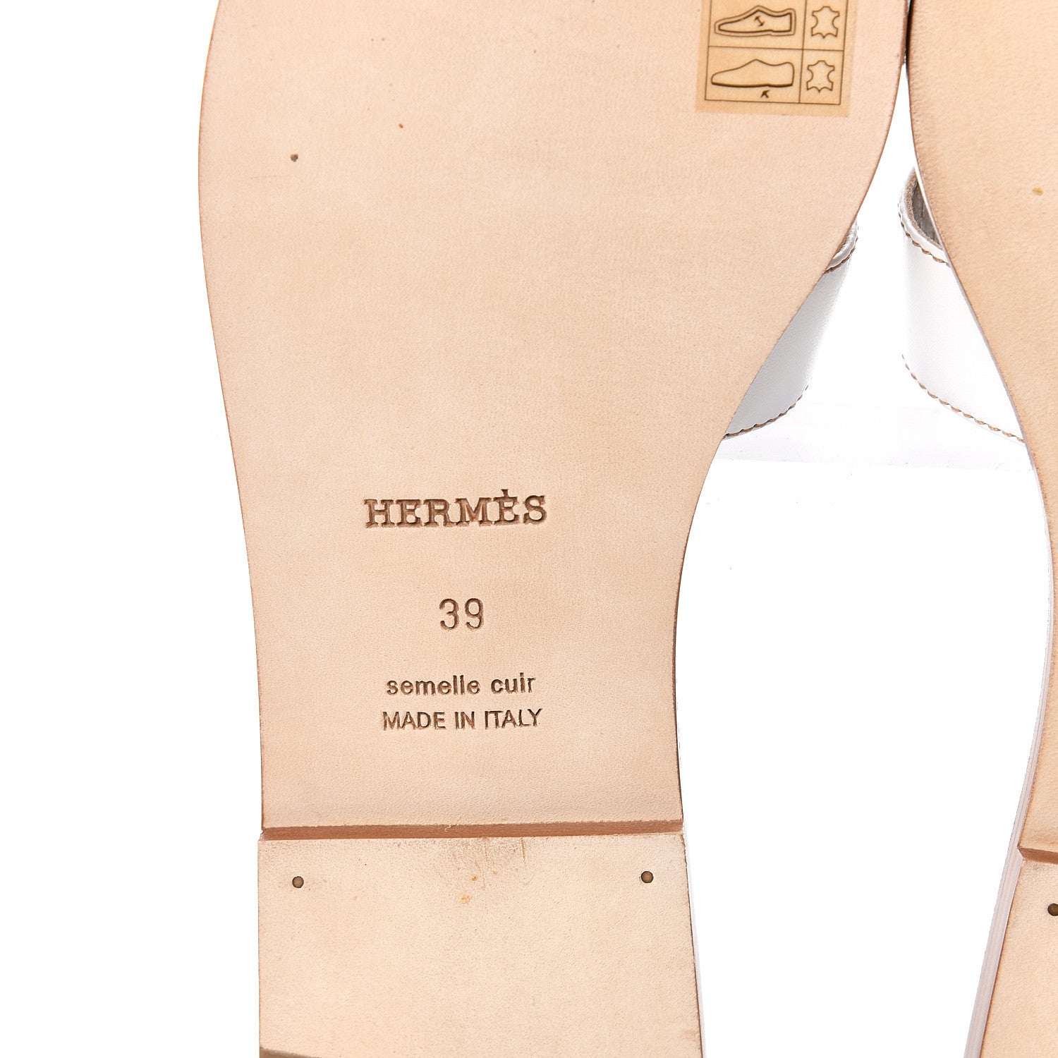 Hermes Box Calfskin Oran Sandals 39 White 6 of 9