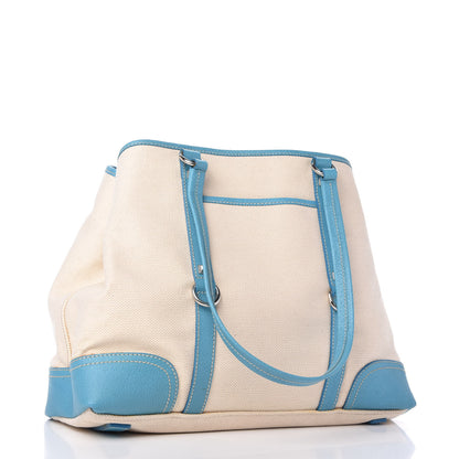 Prada Canvas Calfskin Trim Tote Beige Voyage 3 of 11