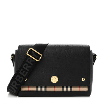 Burberry Grainy Calfskin Vintage Check Note Crossbody Bag Black 1 of 13