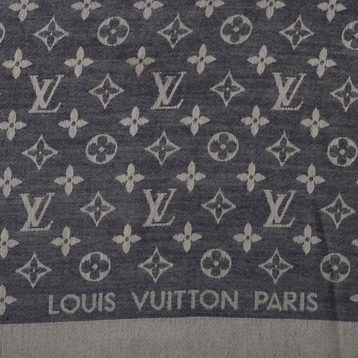 Silk Wool Monogram Denim Shawl Blue