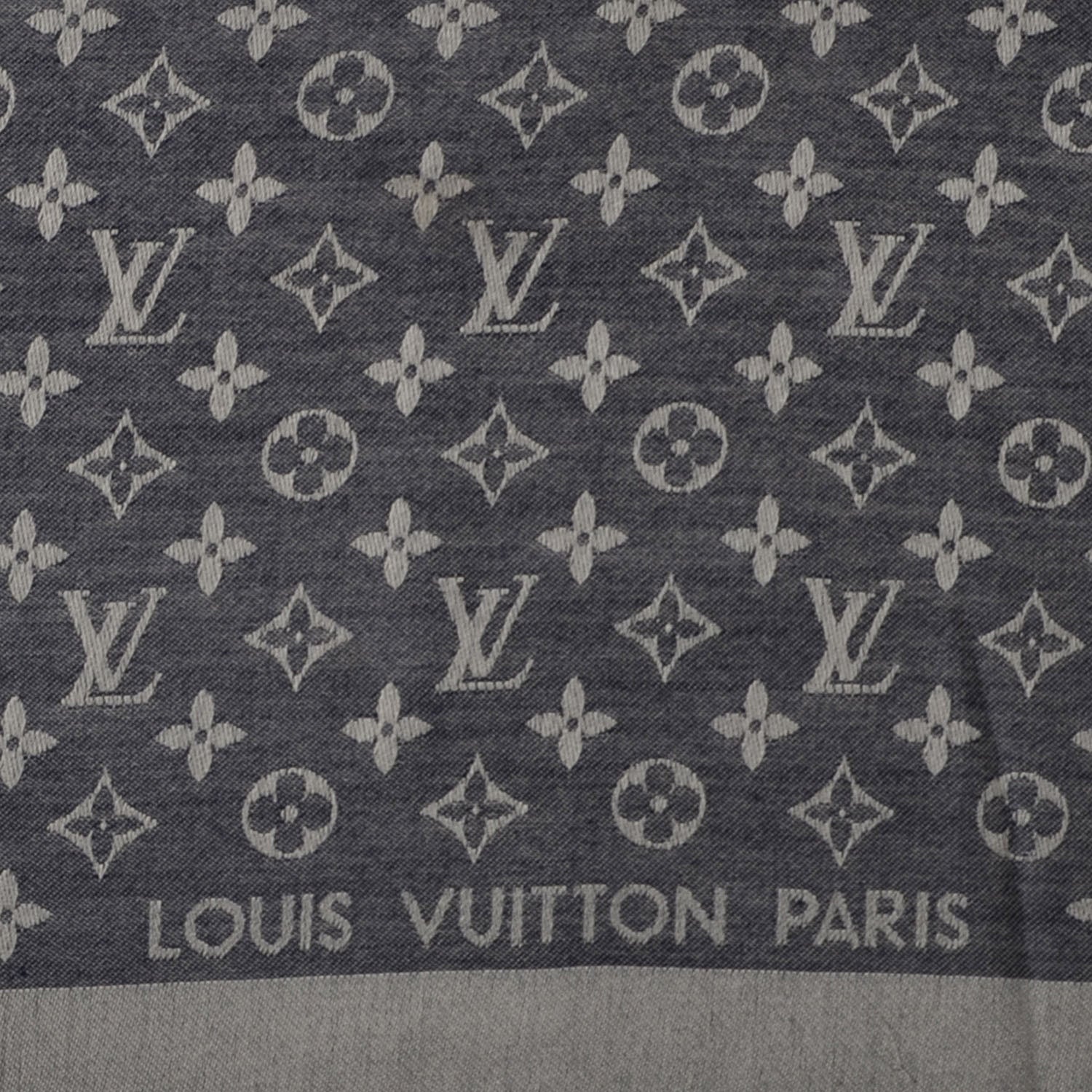 Louis Vuitton Silk Wool Monogram Denim Shawl Blue 4 of 5