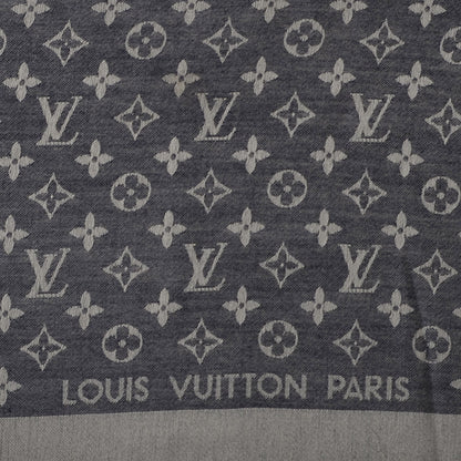 Louis Vuitton Silk Wool Monogram Denim Shawl Blue 4 of 5