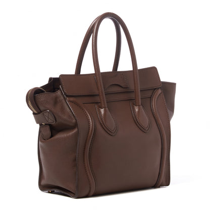 Celine Pebbled Calfskin Micro Luggage Chocolate 2 of 9