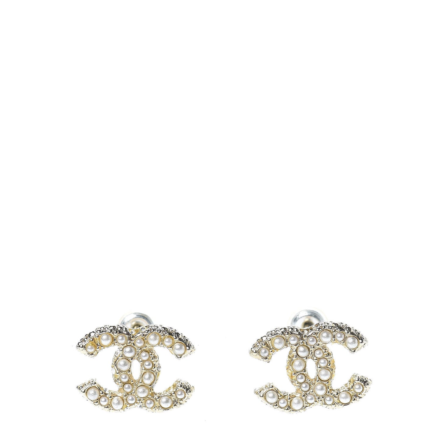 Pearl Crystal CC Earrings Gold