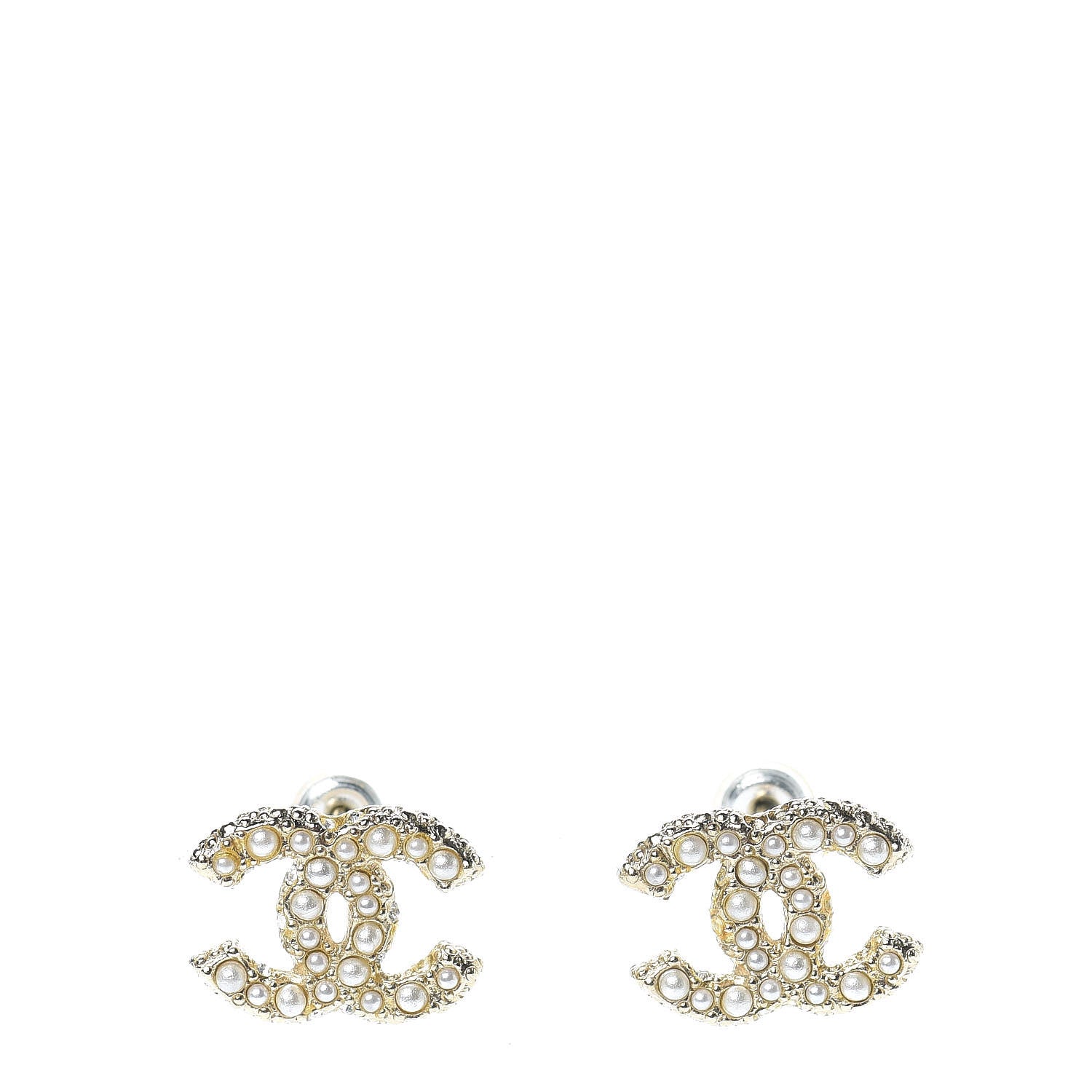 Chanel Pearl Crystal CC Earrings Gold 1 of 5