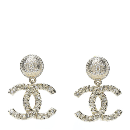 Chanel Crystal CC Drop Logo Earrings Gold 1 of 5