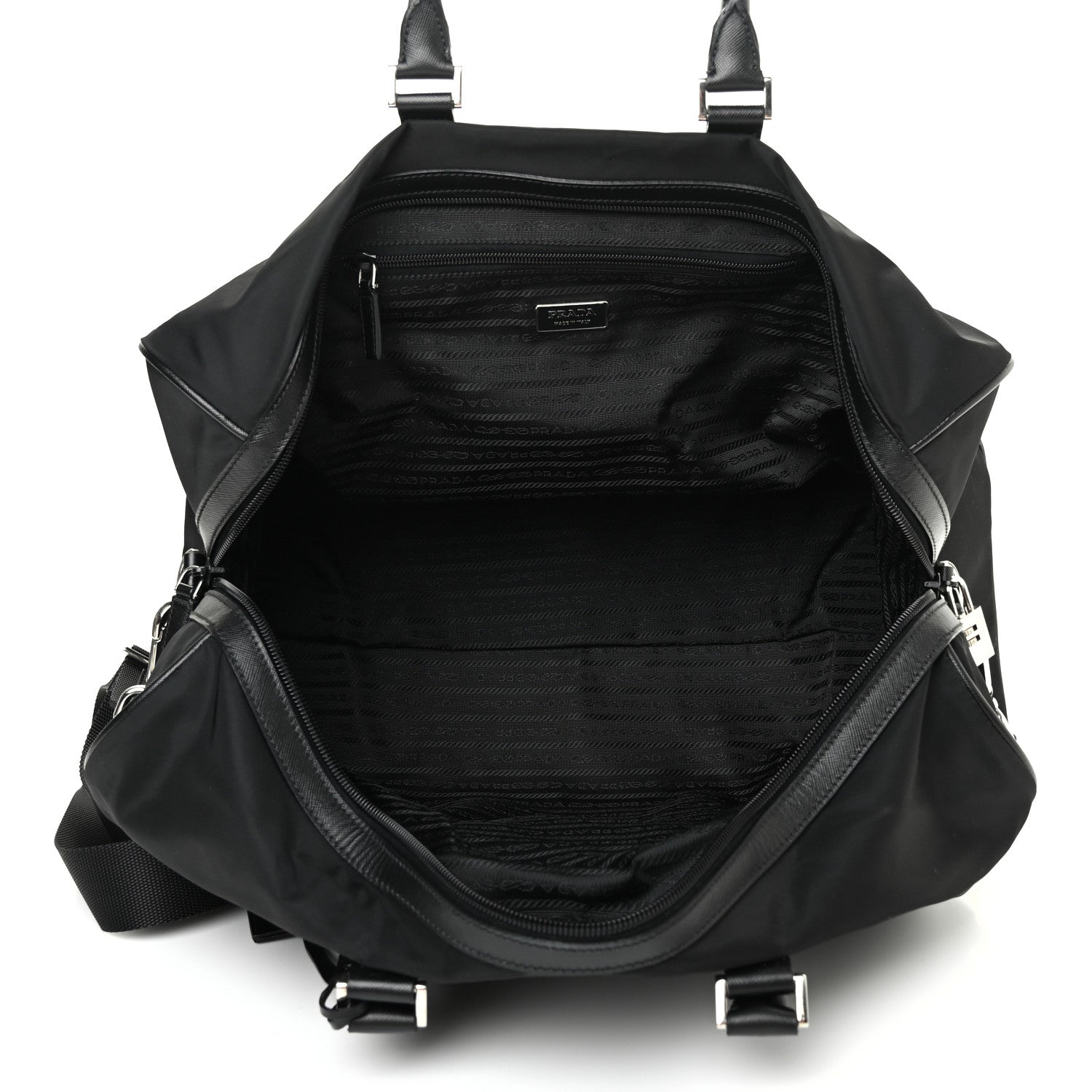 Prada Tessuto Nylon Saffiano Duffle Black 4 of 9