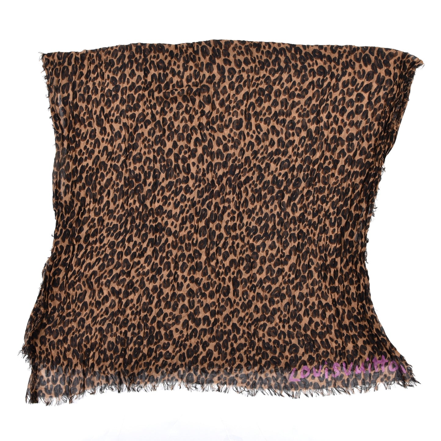 Cashmere Silk Leopard Etole Stole Marron