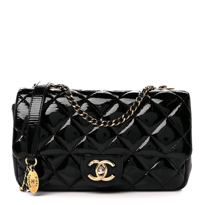 Chanel Patent Goatskin Quilted Small CC Eyelet Flap Black 1 of 12