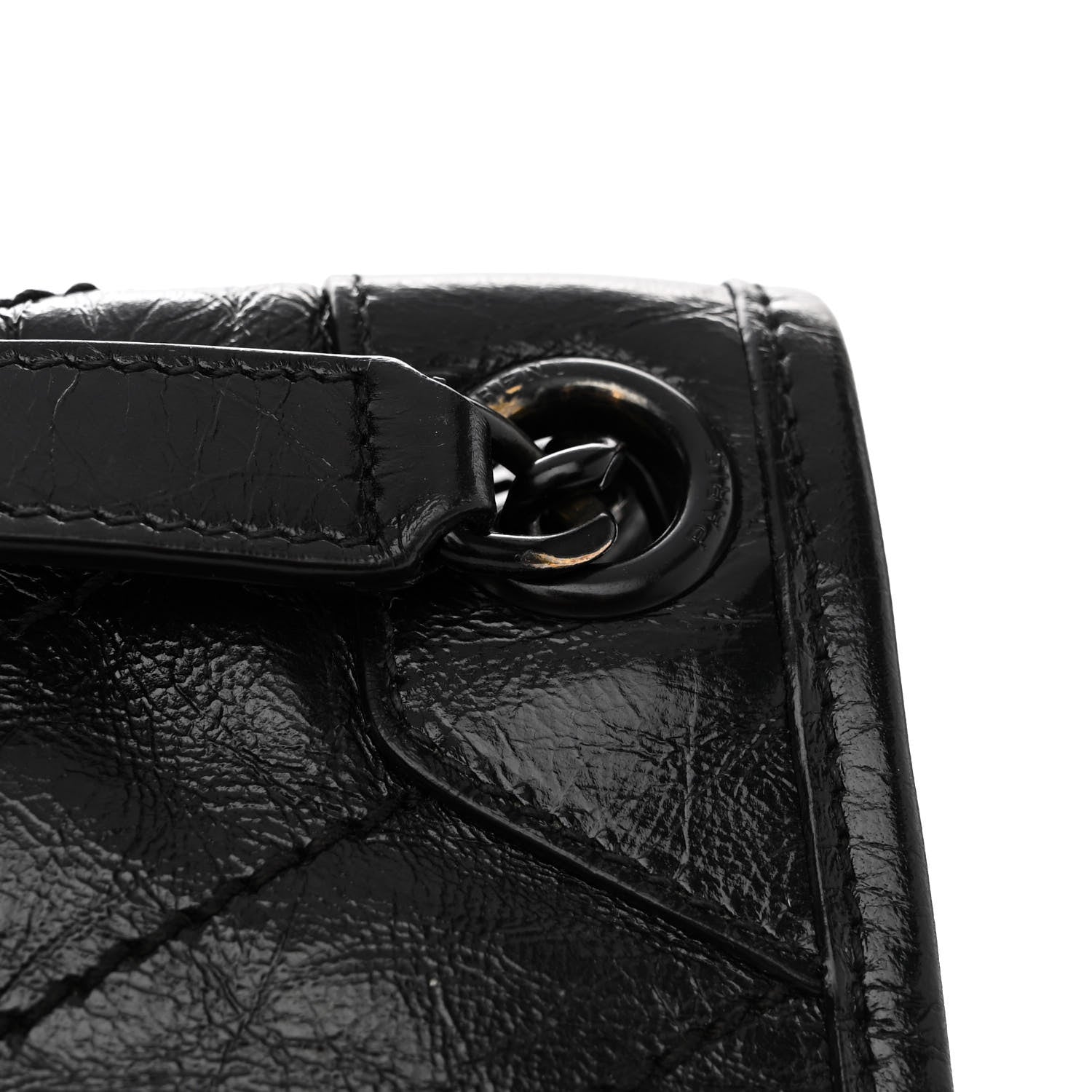 Saint Laurent Crinkled Calfskin Matelasse Monogram Medium Niki Chain Satchel Black 10 of 11