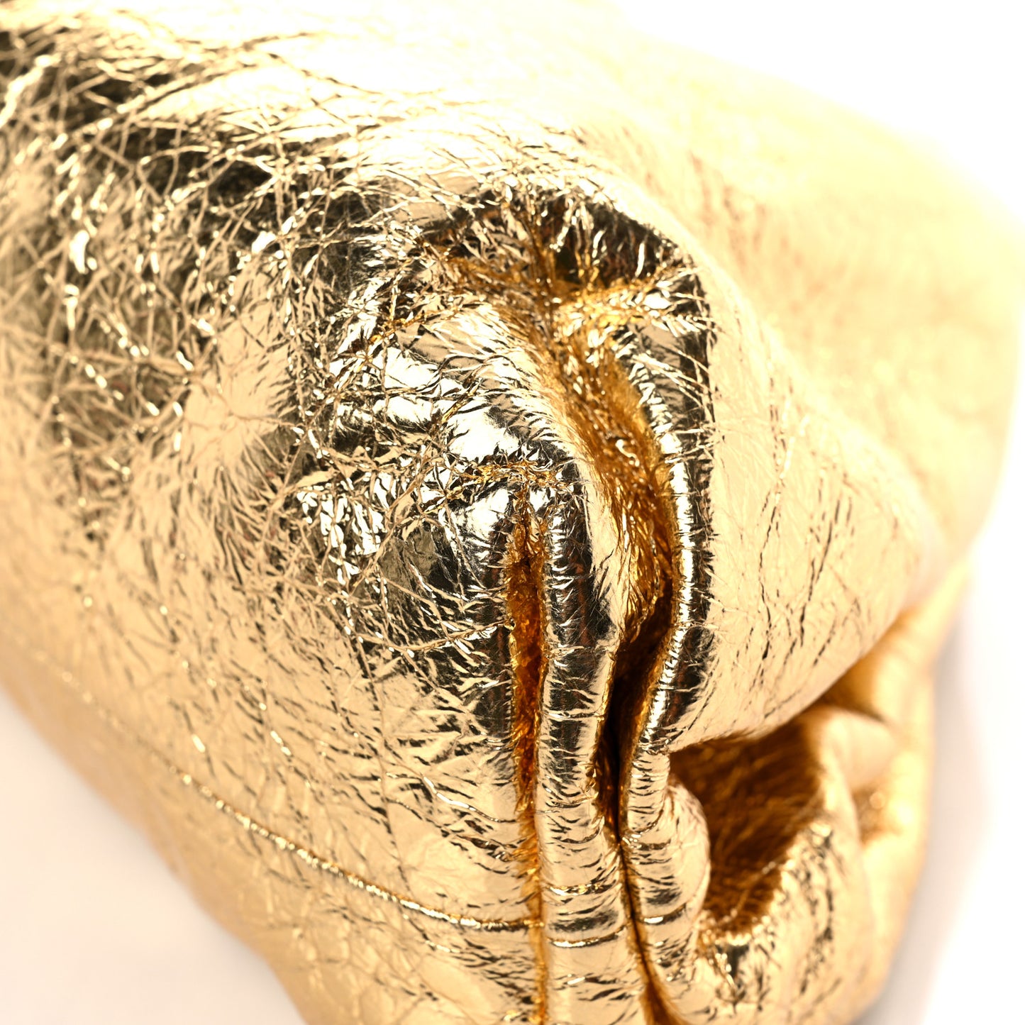 Metallic Crinkled Lambskin The Pouch Oversized Clutch Oro