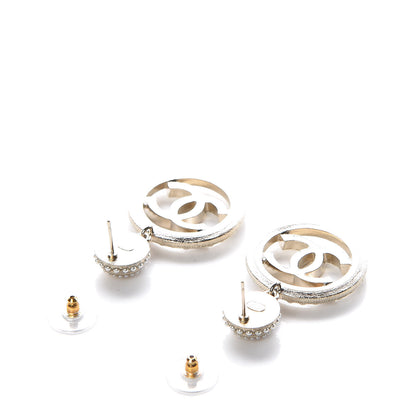 Chanel Pearl CC Drop Earrings Light Gold 3 of 5