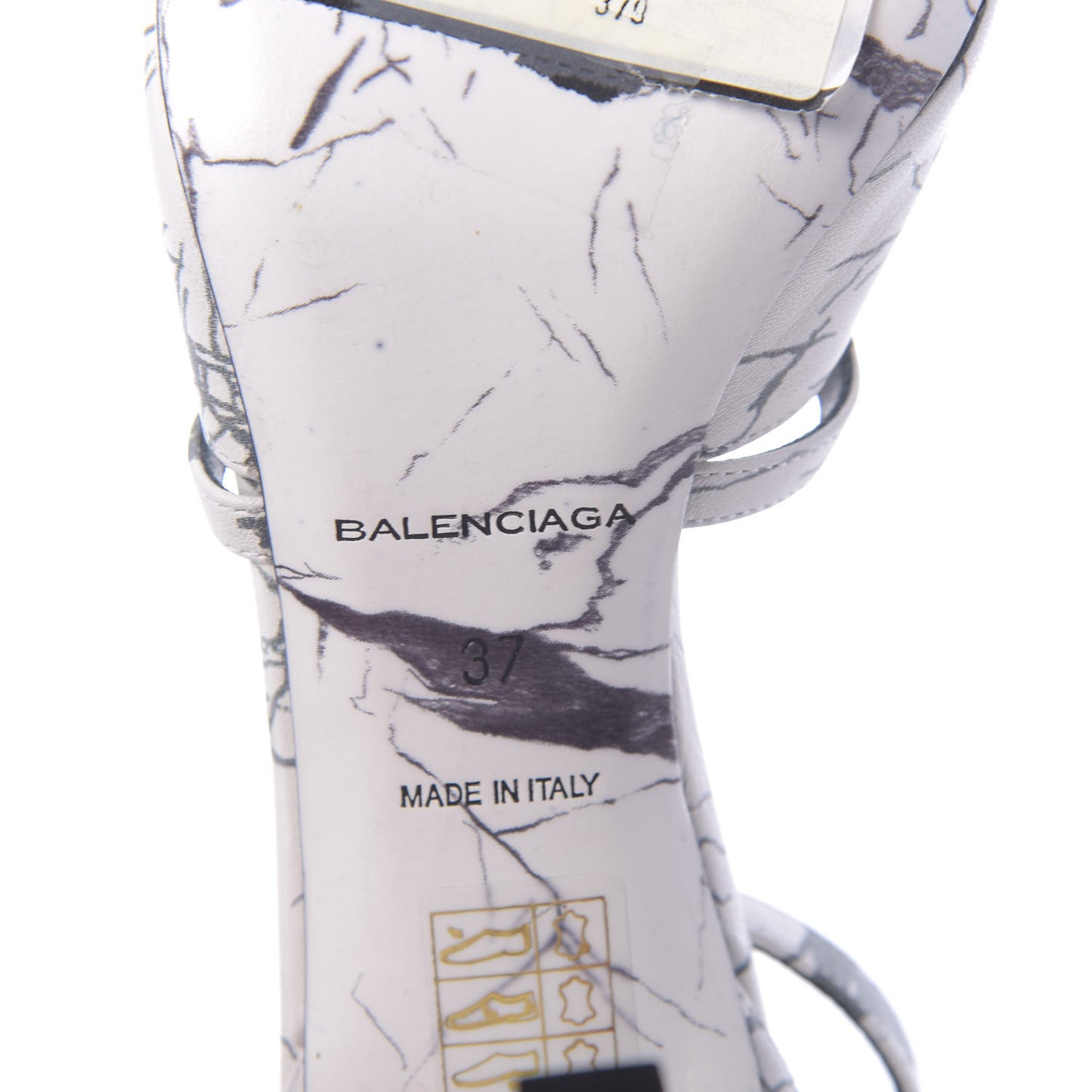 Nappa Imprime Marble Ankle Strap Pump 37 Blanc