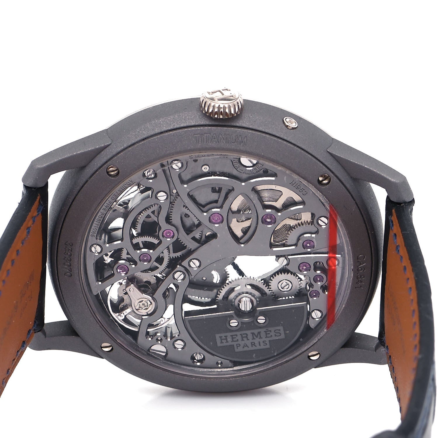 Hermes Platinum Titanium Alligator 39.5mm Slim d'Hermes Squelette Lune Automatic Watch Graphite 4 of 5