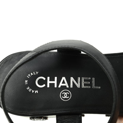 Chanel Calfskin Camellia Platform Sandals 39 Black 8 of 10