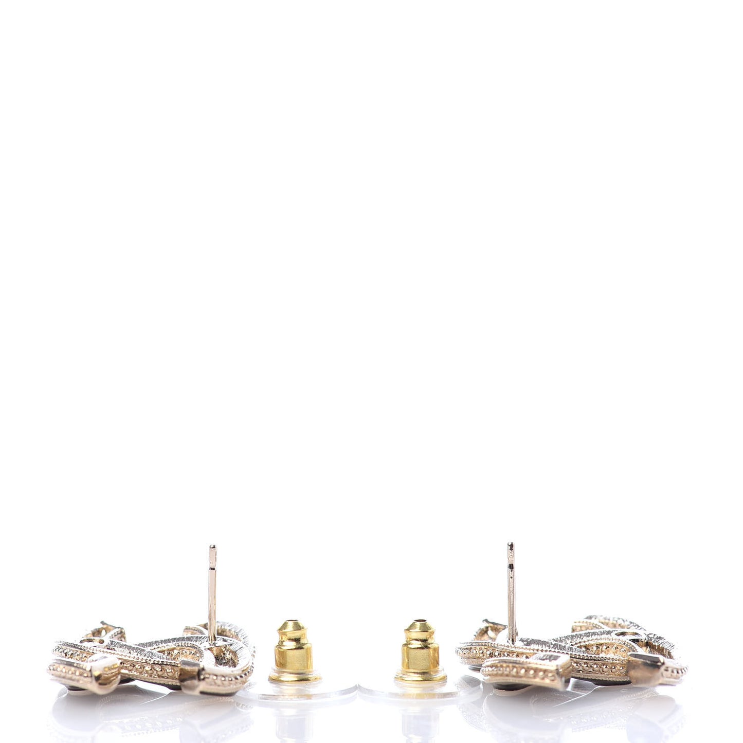 Enamel CC Earrings Black Gold