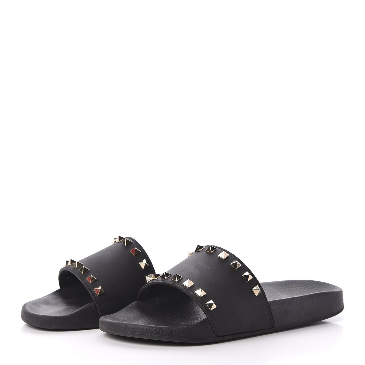 Rubber Rockstud Slide Sandals 40 Black