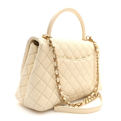 Chanel Caviar Quilted Small Coco Handle Flap White 3 of 10