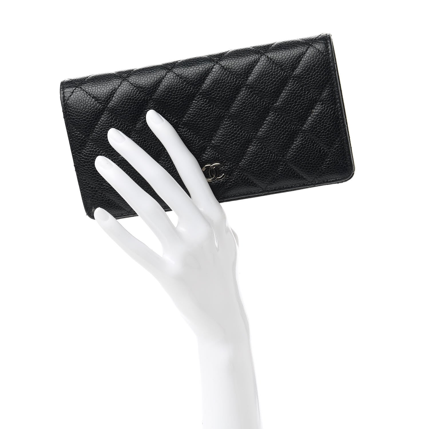 Chanel Caviar Quilted Yen Wallet Black 2 of 11