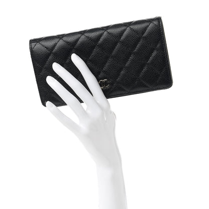 Chanel Caviar Quilted Yen Wallet Black 2 of 11