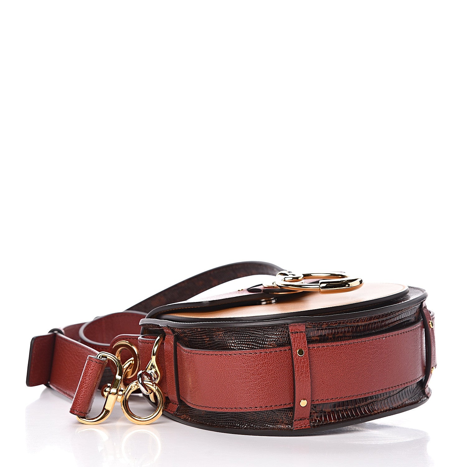 Chloe Calfskin Lizard Embossed Small Tess Bag Sepia Brown 5 of 10