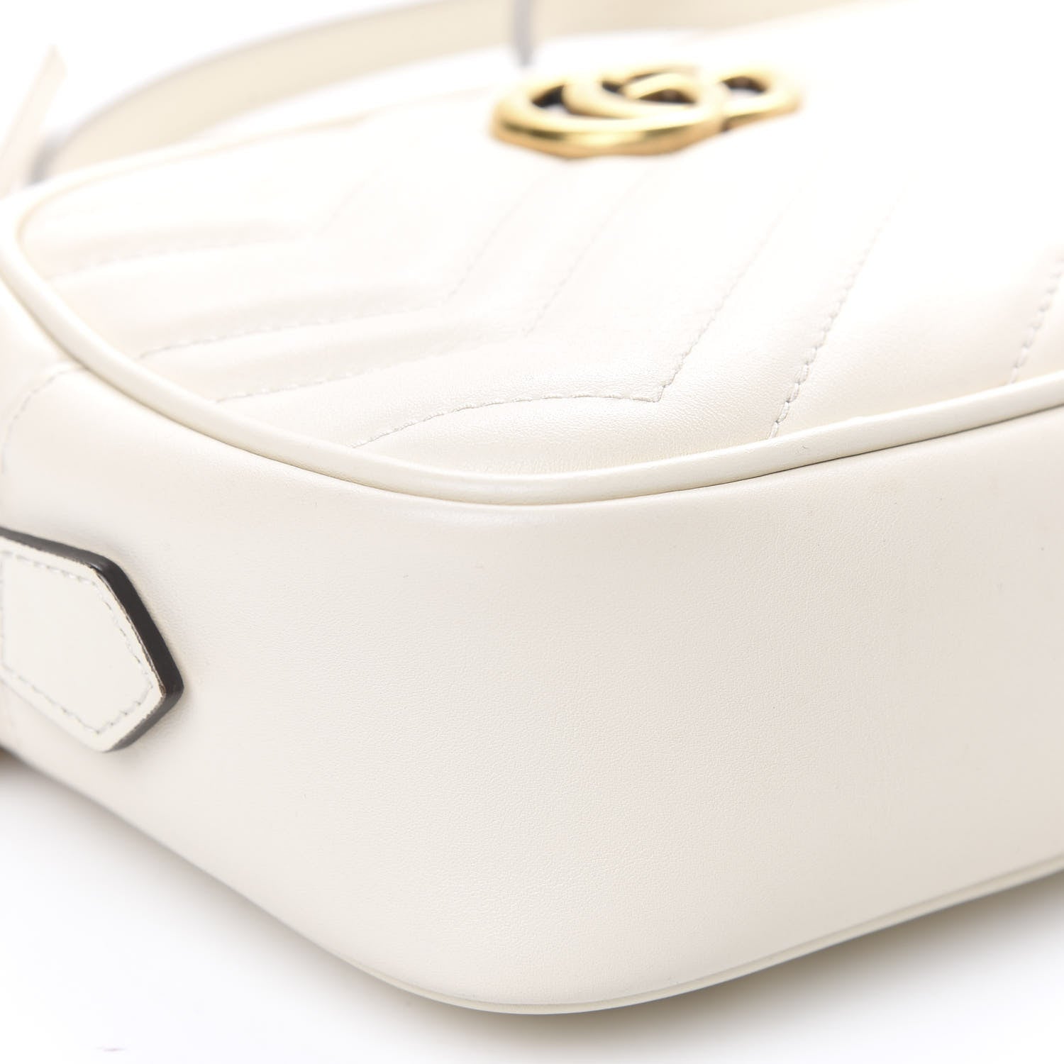 Gucci Calfskin Matelasse Mini GG Marmont Chain Shoulder Bag White 15 of 16